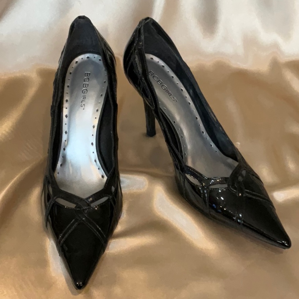 BCBGirls Black Patent Leather Heels size 9.5